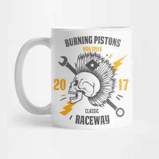 burning pistons skull classic raceway Mug